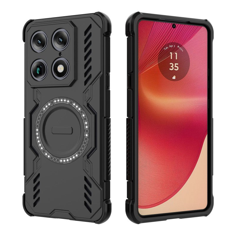WANLONFENG för Motorola Moto X70 Air Pro 5G / Motorola Signature 5G magnetiskt skal DJ-serien PC TPU mobilskal med 2 st härdat glasfilm