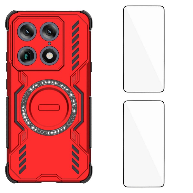 WANLONFENG för Motorola Moto X70 Air Pro 5G / Motorola Signature 5G magnetiskt skal DJ-serien PC TPU mobilskal med 2 st härdat glasfilm