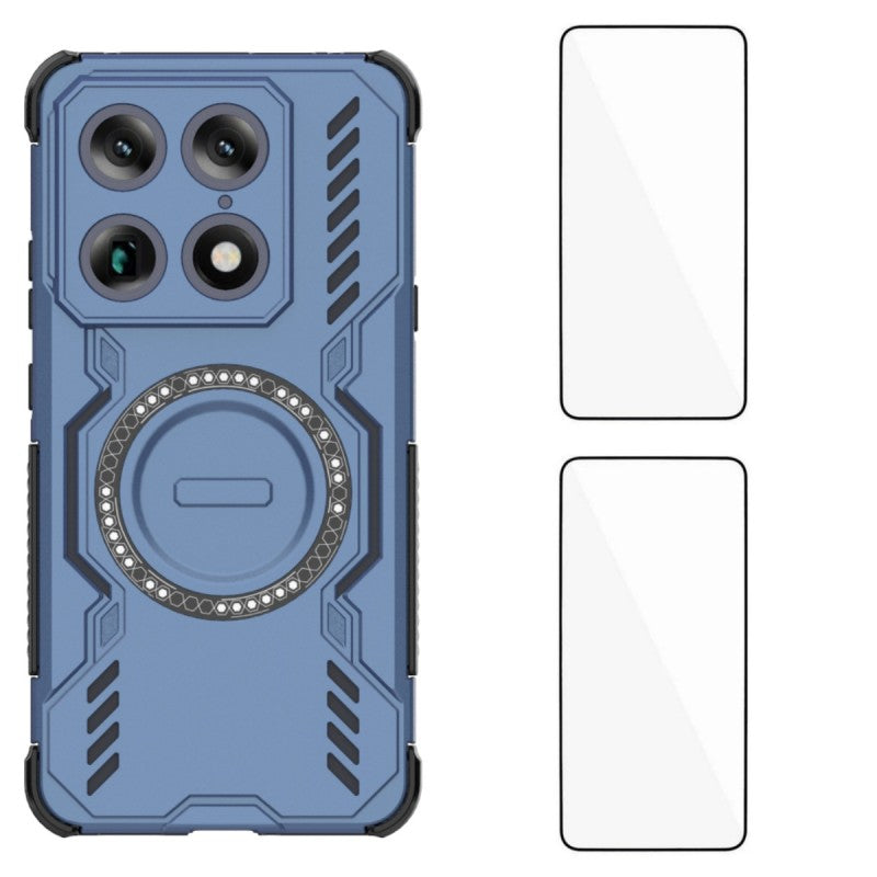 WANLONFENG för Motorola Moto X70 Air Pro 5G / Motorola Signature 5G magnetiskt skal DJ-serien PC TPU mobilskal med 2 st härdat glasfilm