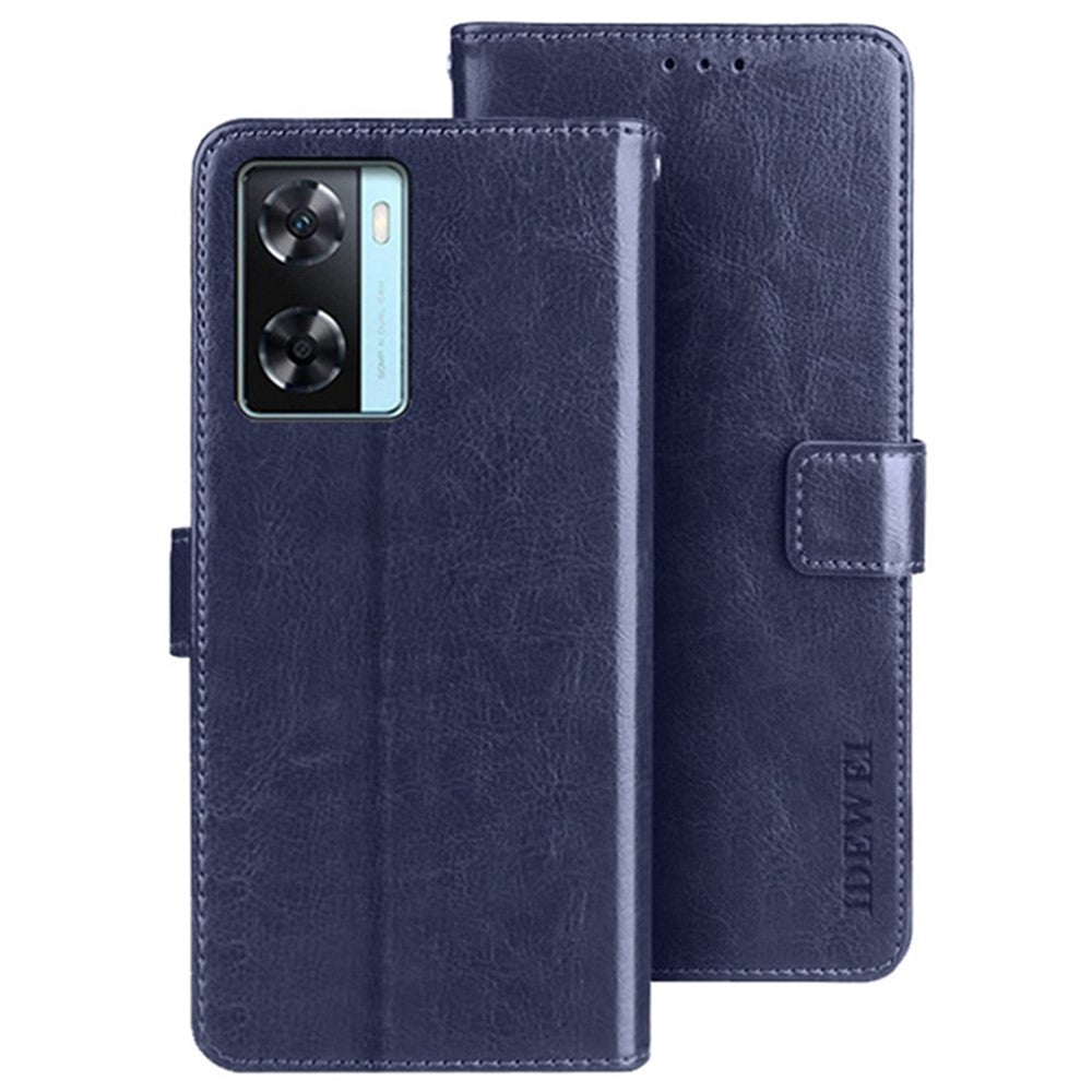IDEWEI For Oppo A77s 4G Bump Proof PU Leather Flip Stand Wallet Cover Crazy Horse Texture Phone Protective Case
