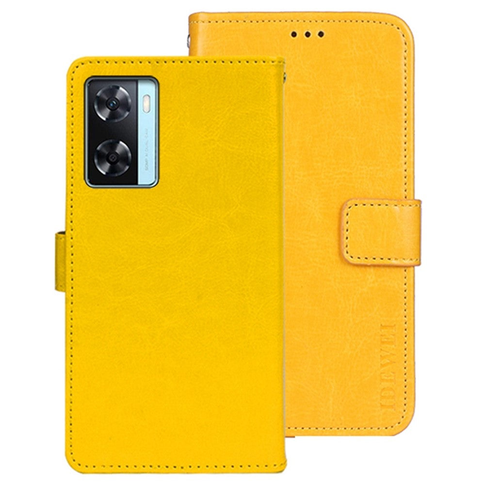IDEWEI For Oppo A77s 4G Bump Proof PU Leather Flip Stand Wallet Cover Crazy Horse Texture Phone Protective Case
