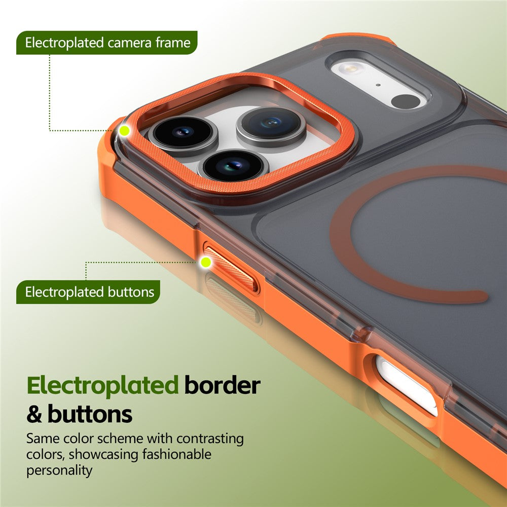 For iPhone 17 Pro Magnetic Case Electroplated Frame Skin-touch TPU+PC Phone Cover