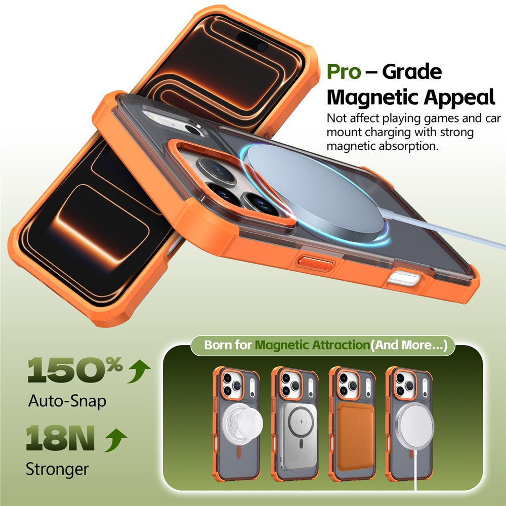 For iPhone 17 Pro Magnetic Case Electroplated Frame Skin-touch TPU+PC Phone Cover