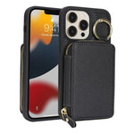 For iPhone 12 Pro Max  /  13 Pro Max Zipper Wallet Case Litchi Texture Leather Back Phone Cover with Metal Ring Holder