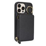 For iPhone 12 Pro Max  /  13 Pro Max Zipper Wallet Case Litchi Texture Leather Back Phone Cover with Metal Ring Holder