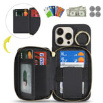 For iPhone 12 Pro Max  /  13 Pro Max Zipper Wallet Case Litchi Texture Leather Back Phone Cover with Metal Ring Holder