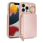 For iPhone 12 Pro Max  /  13 Pro Max Zipper Wallet Case Litchi Texture Leather Back Phone Cover with Metal Ring Holder