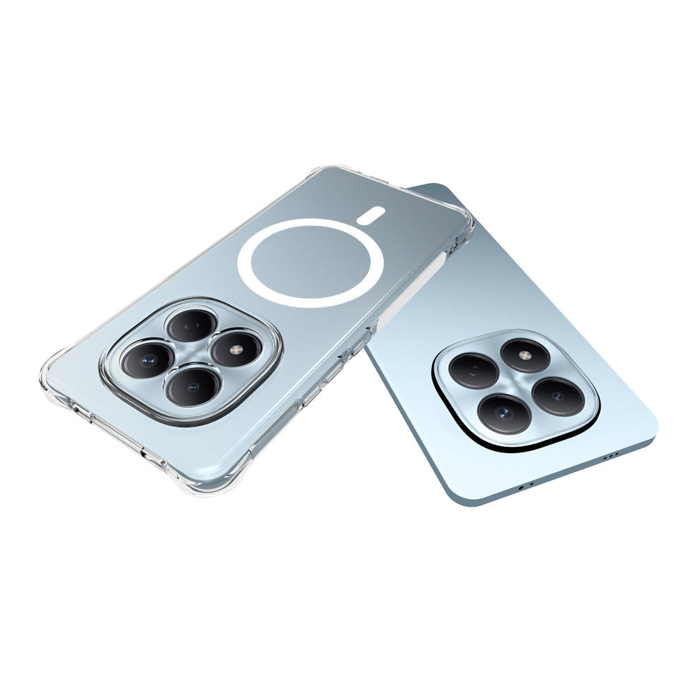 WANLONFENG for Xiaomi Redmi Note 15 4G (Global) WL1 Series 2.0mm Magnetic Case Clear TPU Phone Back Cover with 2Pcs Screen Films