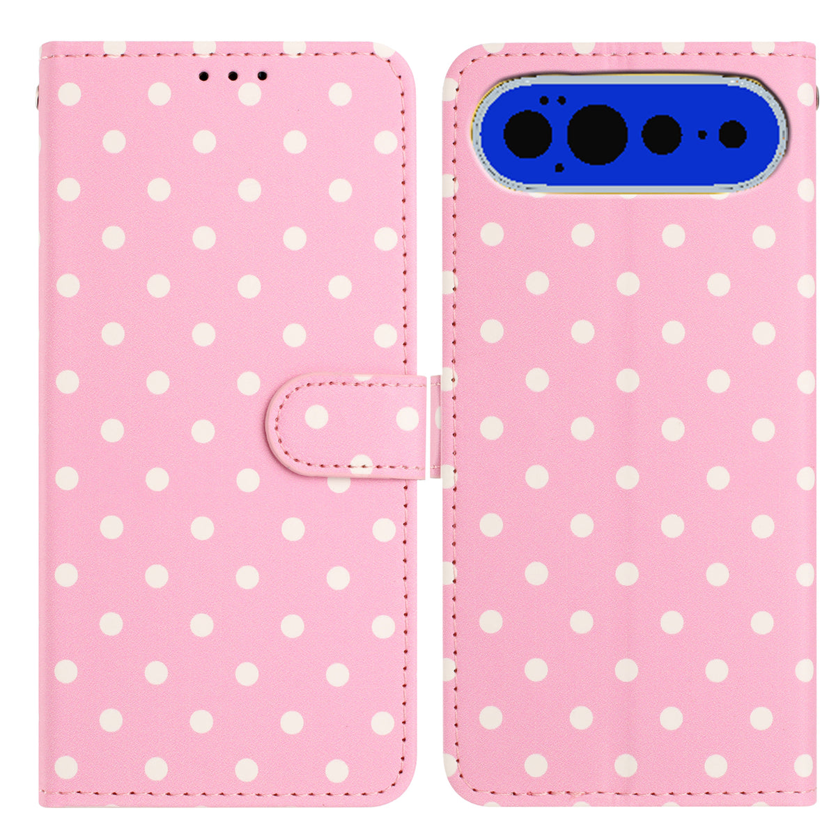 For Google Pixel 11 Pro XL Leather Case Polka Dot Pattern Wallet Stand Folio Phone Cover