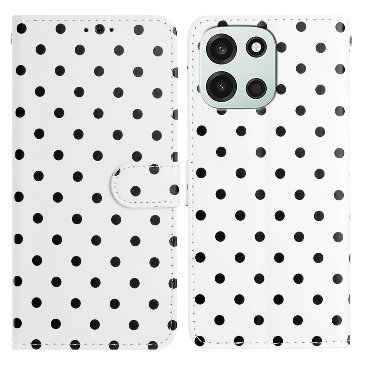 Til OnePlus Nord 6 5G / Turbo 6V 5G / Turbo 6 5G læderetui med polkaprikker, pung, standfunktion og telefoncover