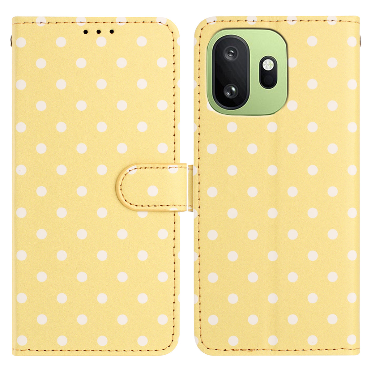 For OnePlus 15T 5G Leather Case Polka Dot Pattern Wallet Stand Folio Phone Cover