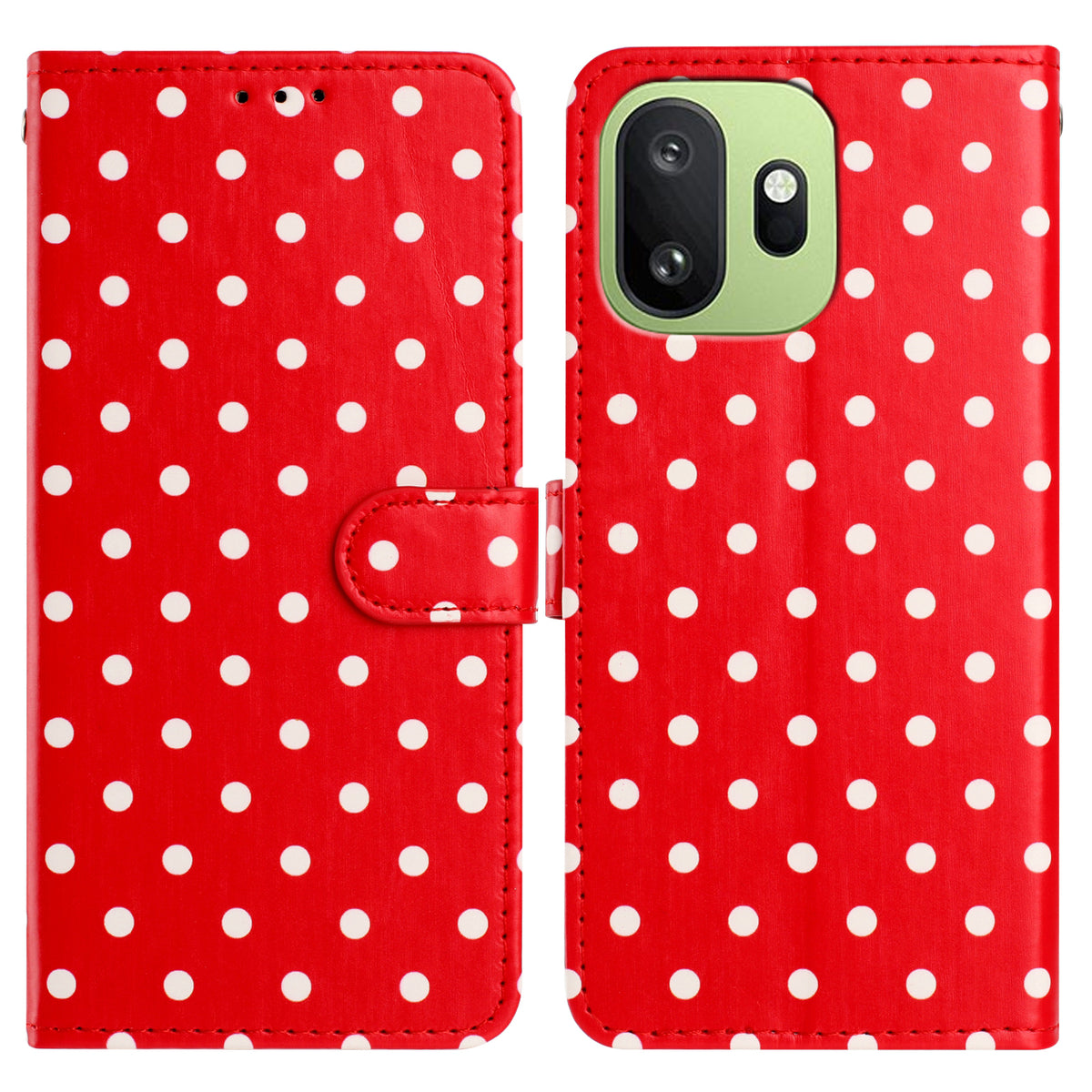 For OnePlus 15T 5G Leather Case Polka Dot Pattern Wallet Stand Folio Phone Cover