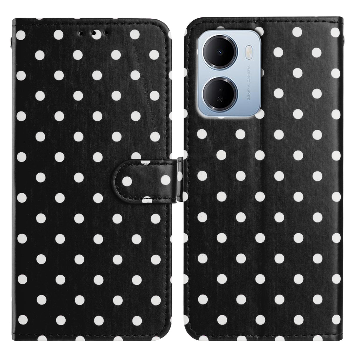 For Xiaomi Redmi 15a 5G Leather Case Polka Dot Pattern Wallet Stand Folio Phone Cover