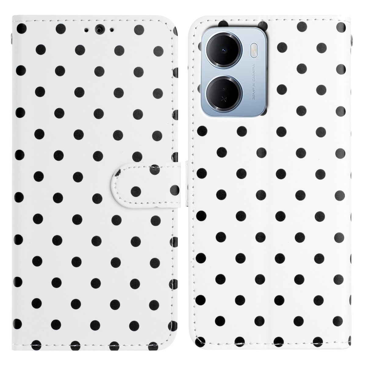 For Xiaomi Redmi 15a 5G Leather Case Polka Dot Pattern Wallet Stand Folio Phone Cover