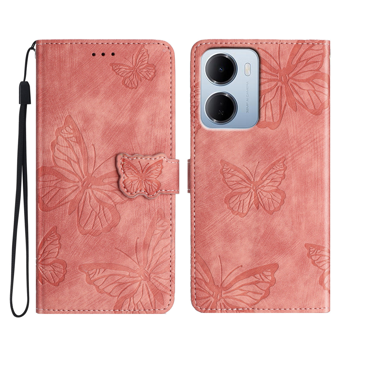 For Xiaomi Redmi 15a 5G Case Butterfly Design Flip Wallet Leather Phone Cover Skin-Touch