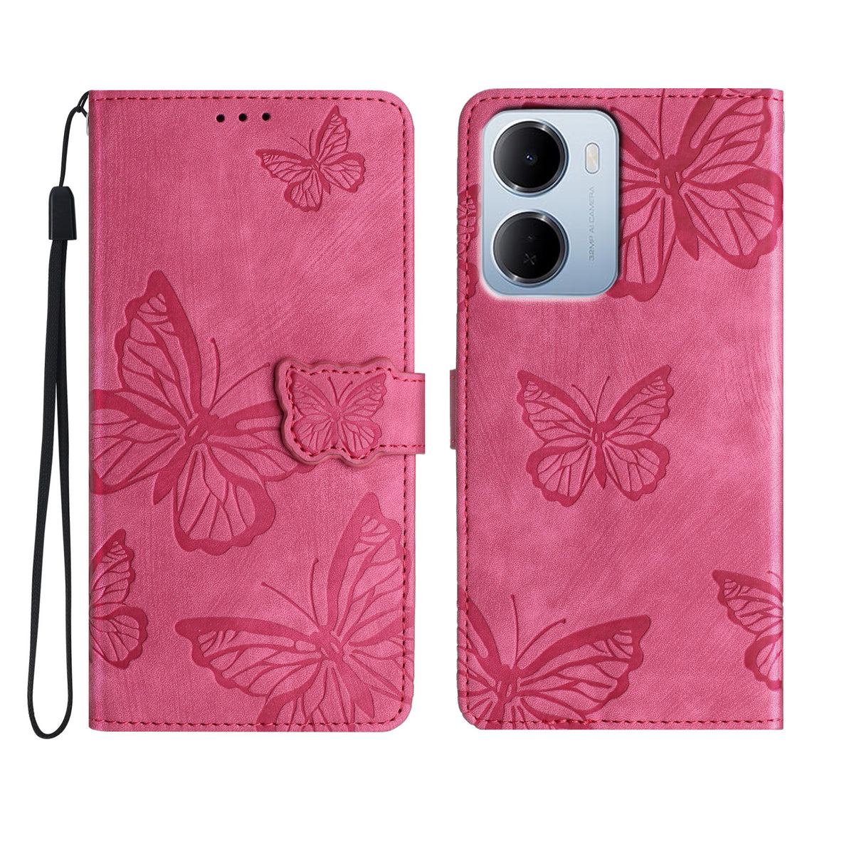 For Xiaomi Redmi 15a 5G Case Butterfly Design Flip Wallet Leather Phone Cover Skin-Touch