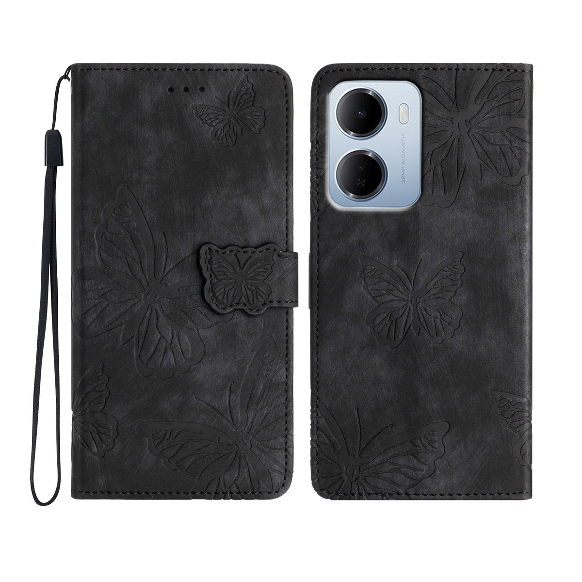 For Xiaomi Redmi 15a 5G Case Butterfly Design Flip Wallet Leather Phone Cover Skin-Touch
