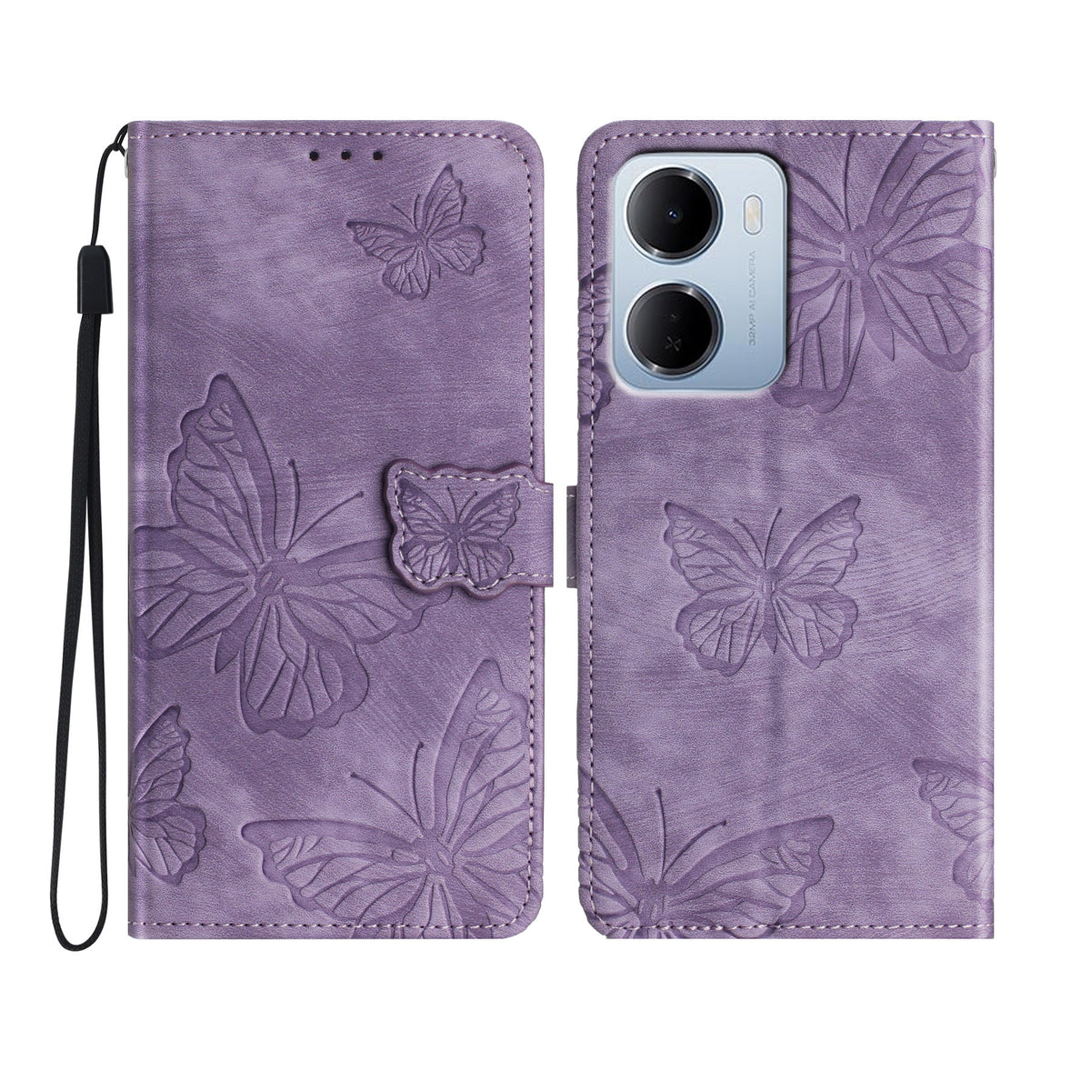For Xiaomi Redmi 15a 5G Case Butterfly Design Flip Wallet Leather Phone Cover Skin-Touch