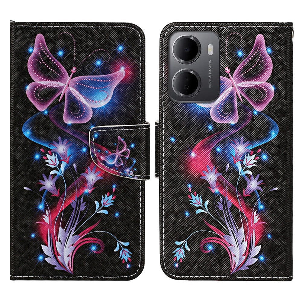 For Xiaomi Redmi 15a 5G Case Pattern Printing Protective Leather Folio Phone Cover with Wrist Strap
