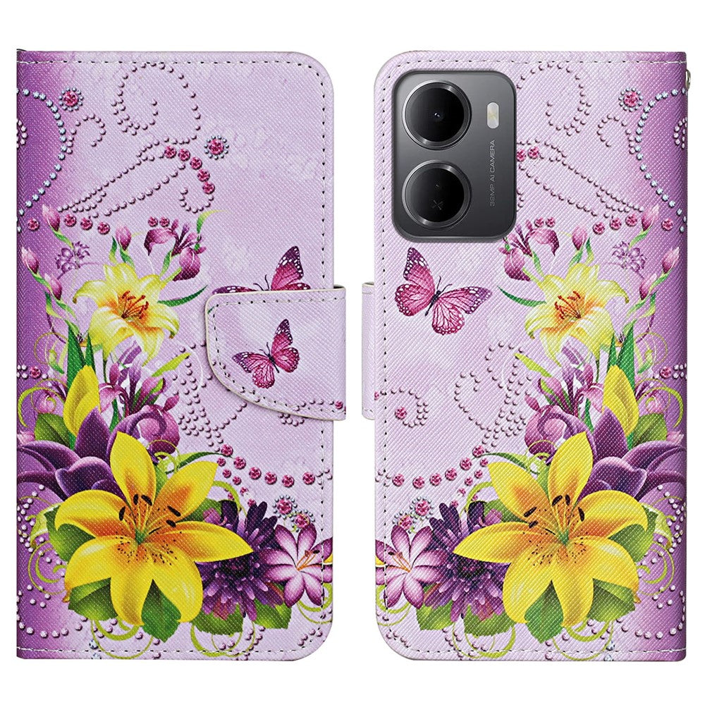For Xiaomi Redmi 15a 5G Case Pattern Printing Protective Leather Folio Phone Cover with Wrist Strap