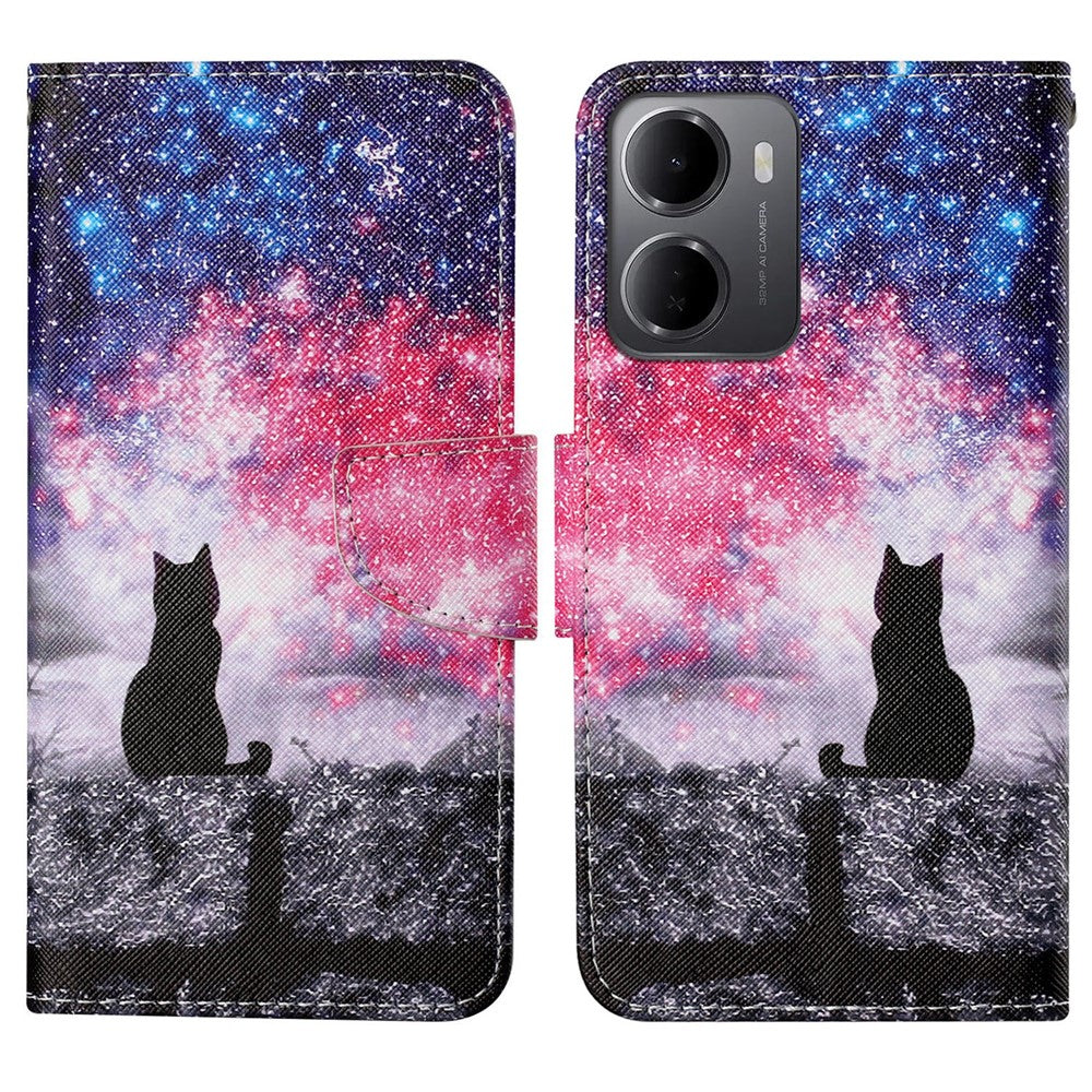 For Xiaomi Redmi 15a 5G Case Pattern Printing Protective Leather Folio Phone Cover with Wrist Strap