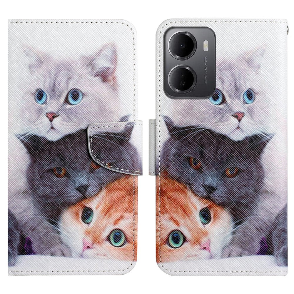 For Xiaomi Redmi 15a 5G Case Pattern Printing Protective Leather Folio Phone Cover with Wrist Strap