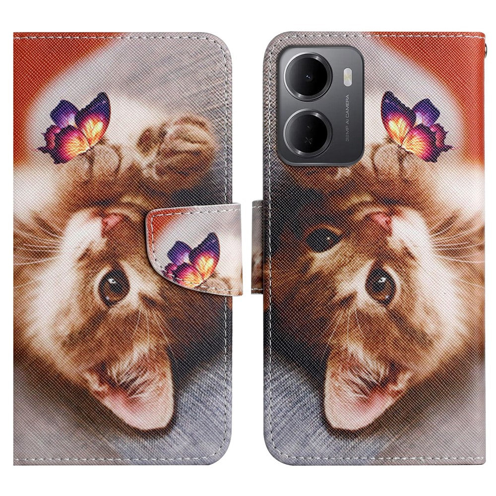 For Xiaomi Redmi 15a 5G Case Pattern Printing Protective Leather Folio Phone Cover with Wrist Strap
