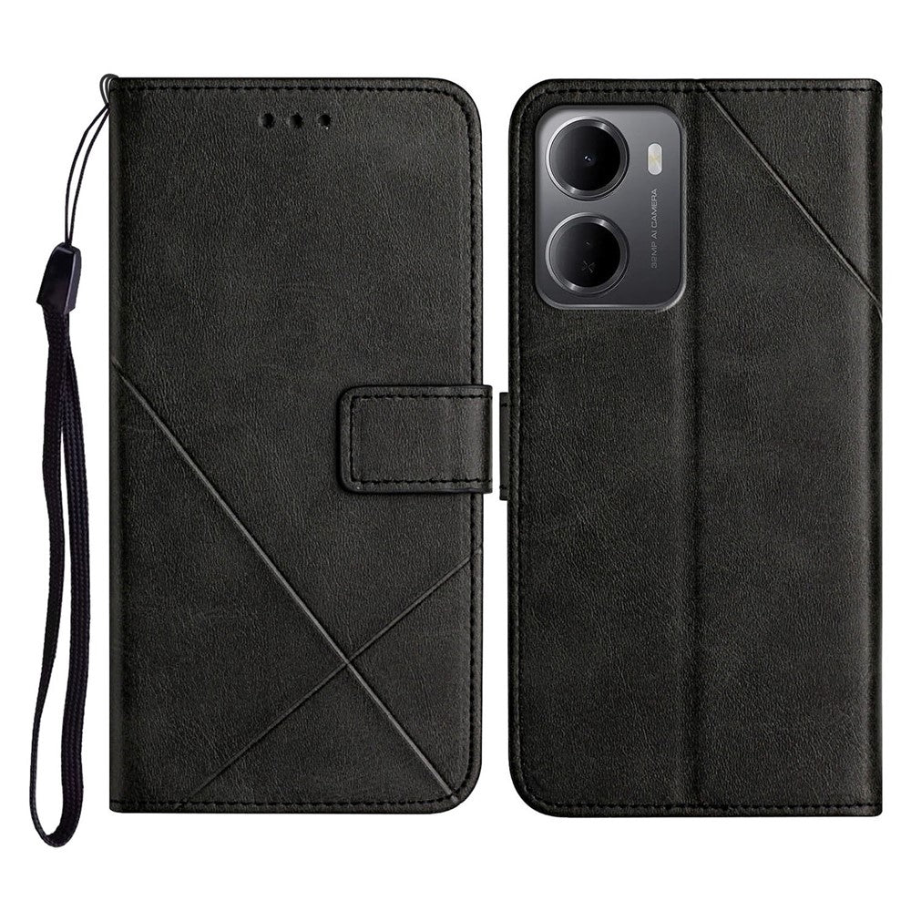 For Xiaomi Redmi 15a 5G Case Line Pattern Wallet Leather Phone Cover with Wrist Strap