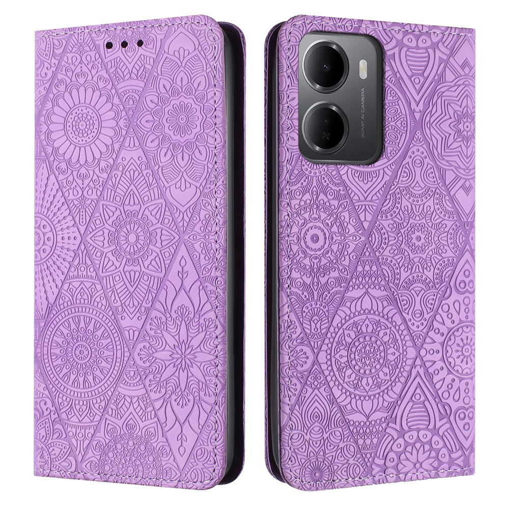 For Xiaomi Redmi 15a 5G Case Imprinted Flower Wallet Stand Leather Phone Cover