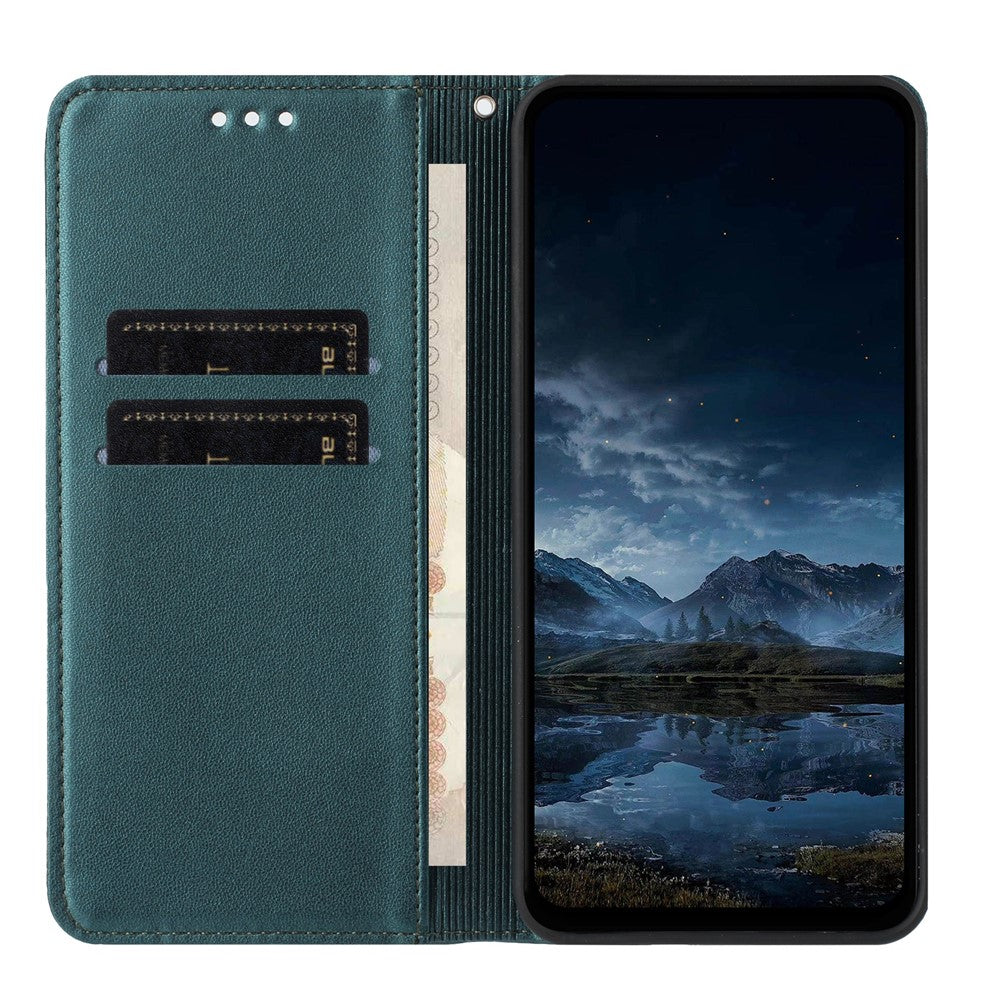 For Xiaomi Redmi 15a 5G Wallet Case Line Imprinted Leather Stand Phone Cover with Wrist Strap