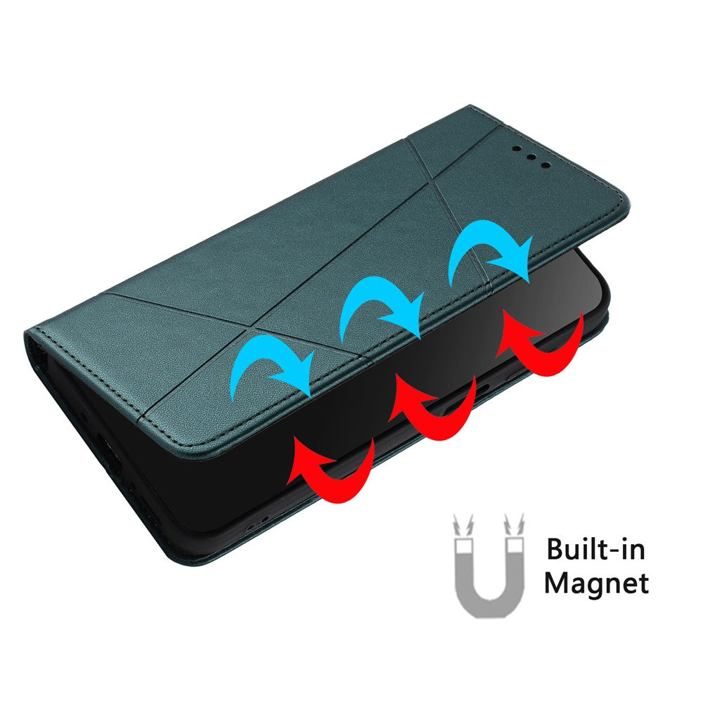 For Xiaomi Redmi 15a 5G Wallet Case Line Imprinted Leather Stand Phone Cover with Wrist Strap