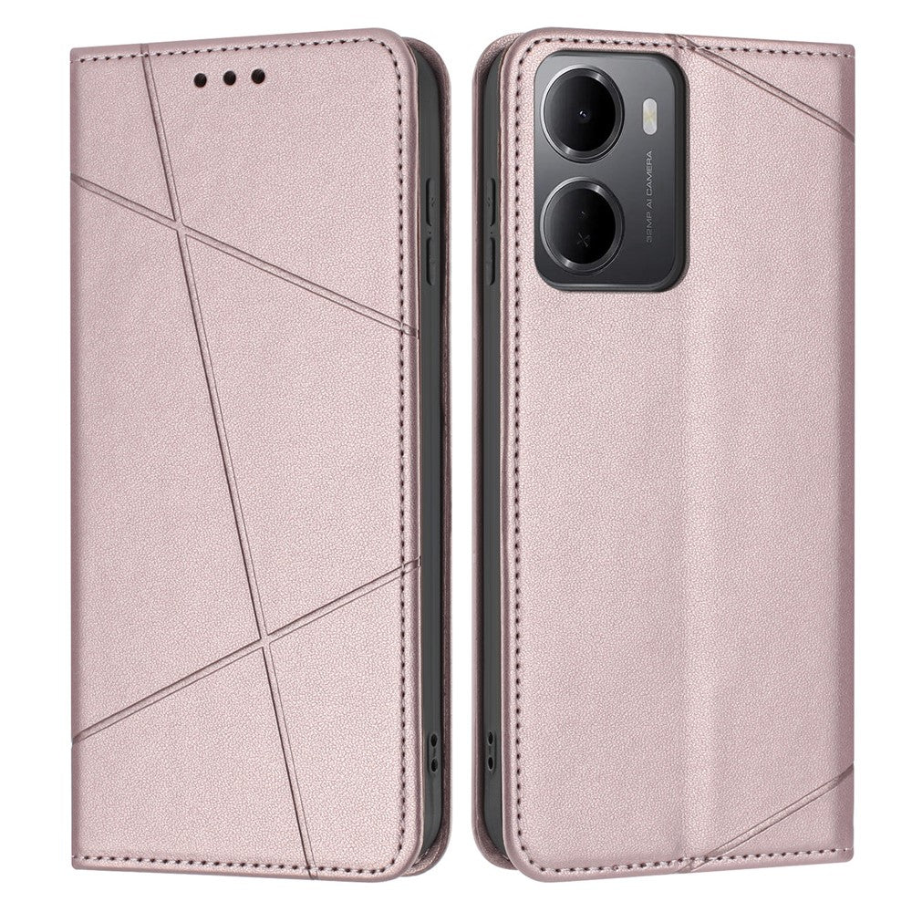 For Xiaomi Redmi 15a 5G Wallet Case Line Imprinted Leather Stand Phone Cover with Wrist Strap