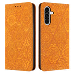 Samsung Galaxy A27 5G-skal med tryckt blommigt plånboksfodral i läder med mobilklistermärke