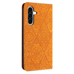 Samsung Galaxy A27 5G-skal med tryckt blommigt plånboksfodral i läder med mobilklistermärke