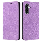 Samsung Galaxy A27 5G-skal med tryckt blommigt plånboksfodral i läder med mobilklistermärke