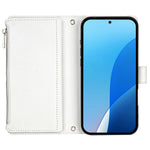 Leather Case For Xiaomi Redmi Note 14 5G  /  Poco M7 Pro 5G Rhombic Floral Pattern Zipper Wallet Phone Cover with Wrist Strap   /   Shoulder Strap