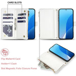 Leather Case For Xiaomi Redmi Note 14 5G  /  Poco M7 Pro 5G Rhombic Floral Pattern Zipper Wallet Phone Cover with Wrist Strap   /   Shoulder Strap