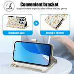 Leather Case For Xiaomi Redmi Note 14 5G  /  Poco M7 Pro 5G Rhombic Floral Pattern Zipper Wallet Phone Cover with Wrist Strap   /   Shoulder Strap