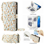 Leather Case For Xiaomi Redmi Note 14 Pro 5G  /  Poco X7 5G  /  Redmi Note 14 Pro+ 5G Rhombic Floral Pattern Zipper Wallet Phone Cover with Wrist Strap   /   Shoulder Strap