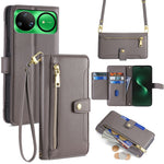 For Huawei nova 15 Ultra 5G Leather Case Zipper Pocket Wallet Phone Cover with 2 Straps