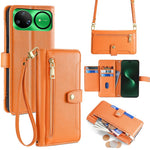 For Huawei nova 15 Ultra 5G Leather Case Zipper Pocket Wallet Phone Cover with 2 Straps