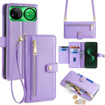For Huawei nova 15 Ultra 5G Leather Case Zipper Pocket Wallet Phone Cover with 2 Straps