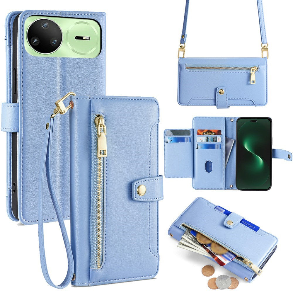 For Huawei nova 15 Pro 5G Leather Case Zipper Pocket Wallet Phone Cover with 2 Straps