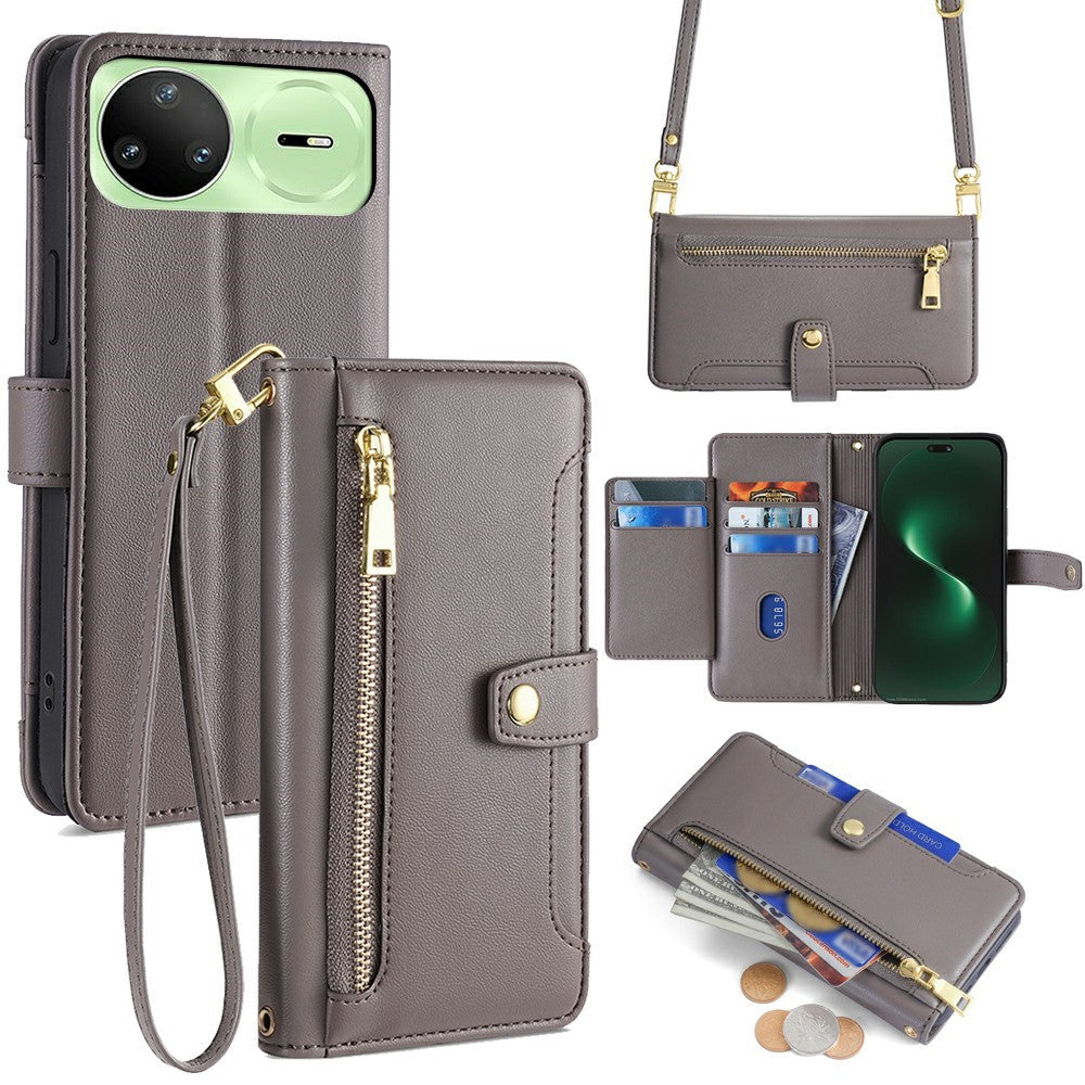 For Huawei nova 15 Pro 5G Leather Case Zipper Pocket Wallet Phone Cover with 2 Straps