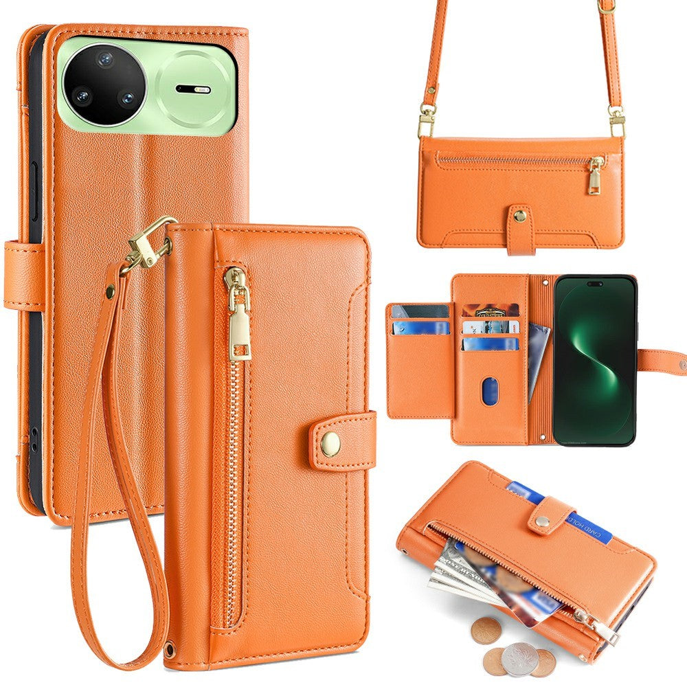 For Huawei nova 15 Pro 5G Leather Case Zipper Pocket Wallet Phone Cover with 2 Straps