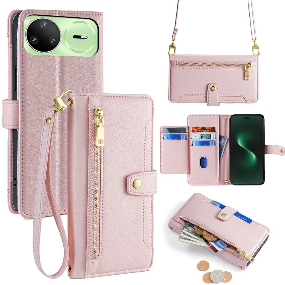 For Huawei nova 15 Pro 5G Leather Case Zipper Pocket Wallet Phone Cover with 2 Straps