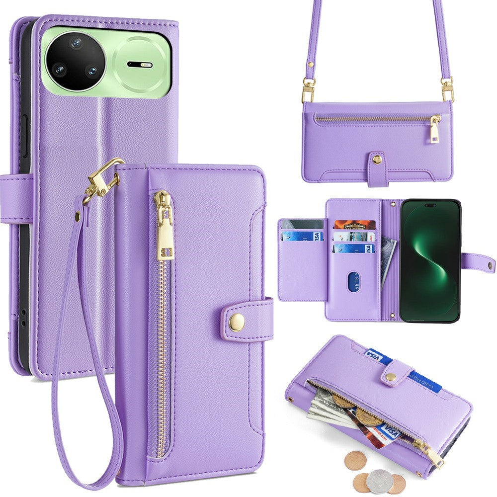 For Huawei nova 15 Pro 5G Leather Case Zipper Pocket Wallet Phone Cover with 2 Straps