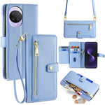 For Huawei nova 15 5G Leather Case Zipper Pocket Wallet Phone Cover with 2 Straps