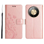 For Honor X70 5G  /  X9d 5G  /  Magic8 Lite 5G Leather Wallet Case Butterfly Flower Imprinted Phone Cover with Strap