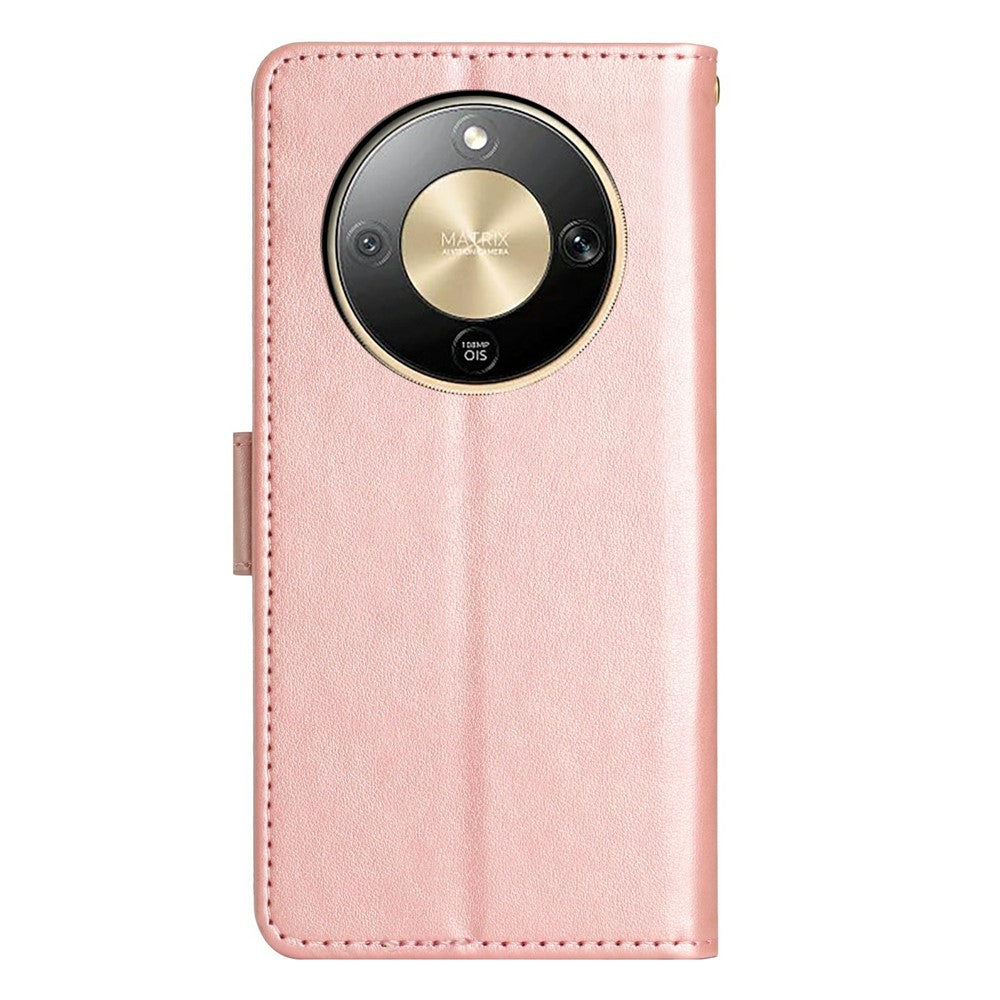For Honor X70 5G  /  X9d 5G  /  Magic8 Lite 5G Leather Wallet Case Butterfly Flower Imprinted Phone Cover with Strap